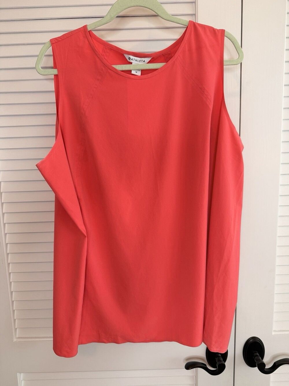 Athleta Zephyr Refined Tank Top 1X Bright Coral Pink Sleeveless UPF Stretch NWT